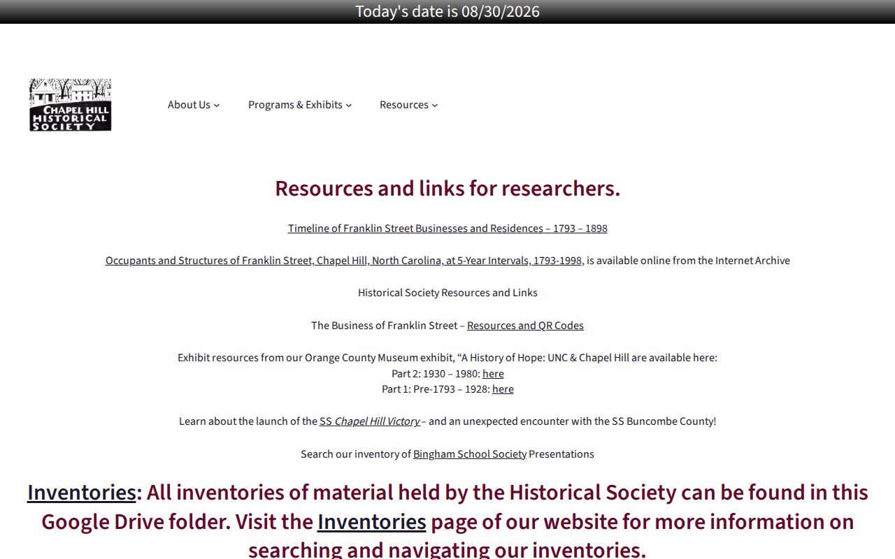 Chapel Hill city directory historical resources and linked collections