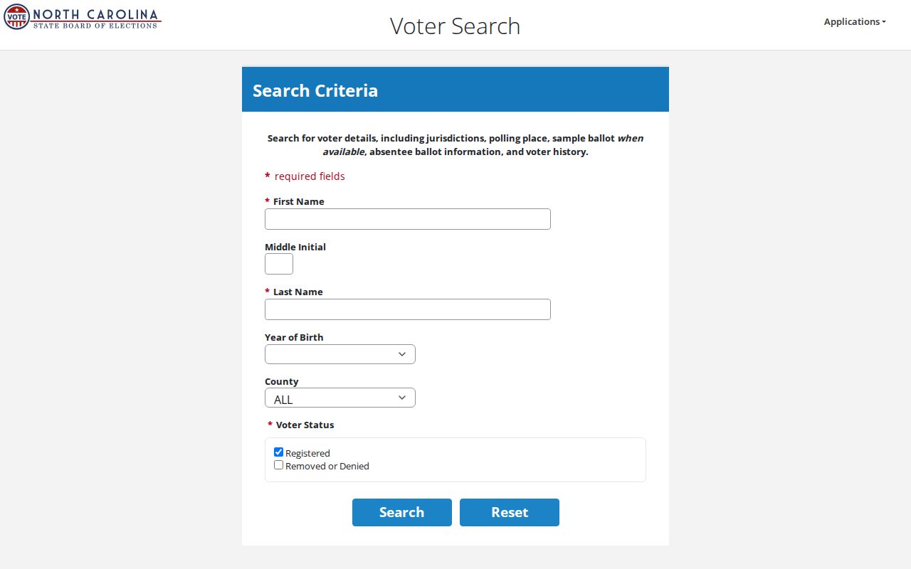 Chapel Hill residents directory North Carolina voter search controls