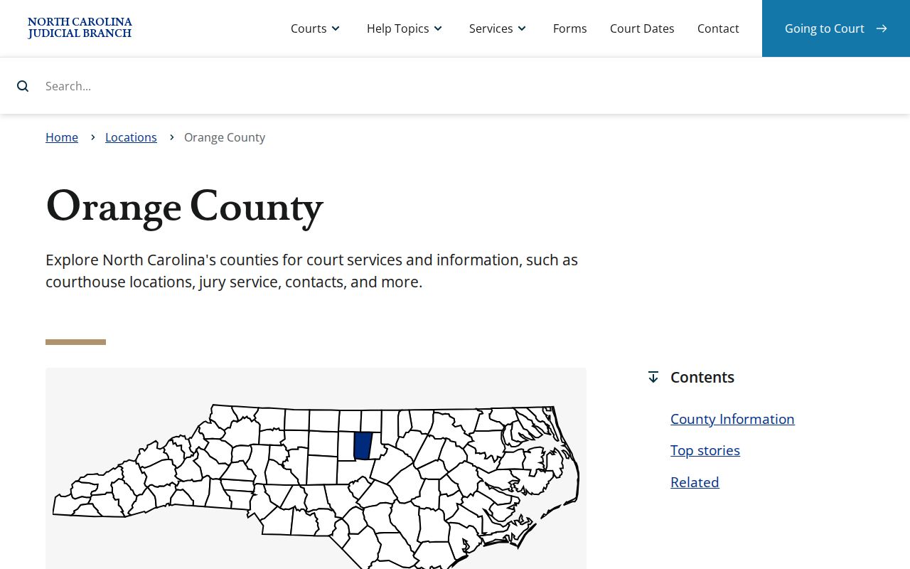 Chapel Hill residents directory Orange County court and clerk route