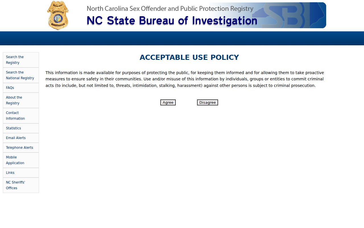 Chapel Hill resident lookup view of the North Carolina sex-offender registry